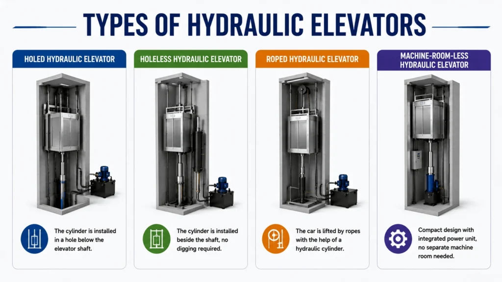 Types of Hydraulic Elevators