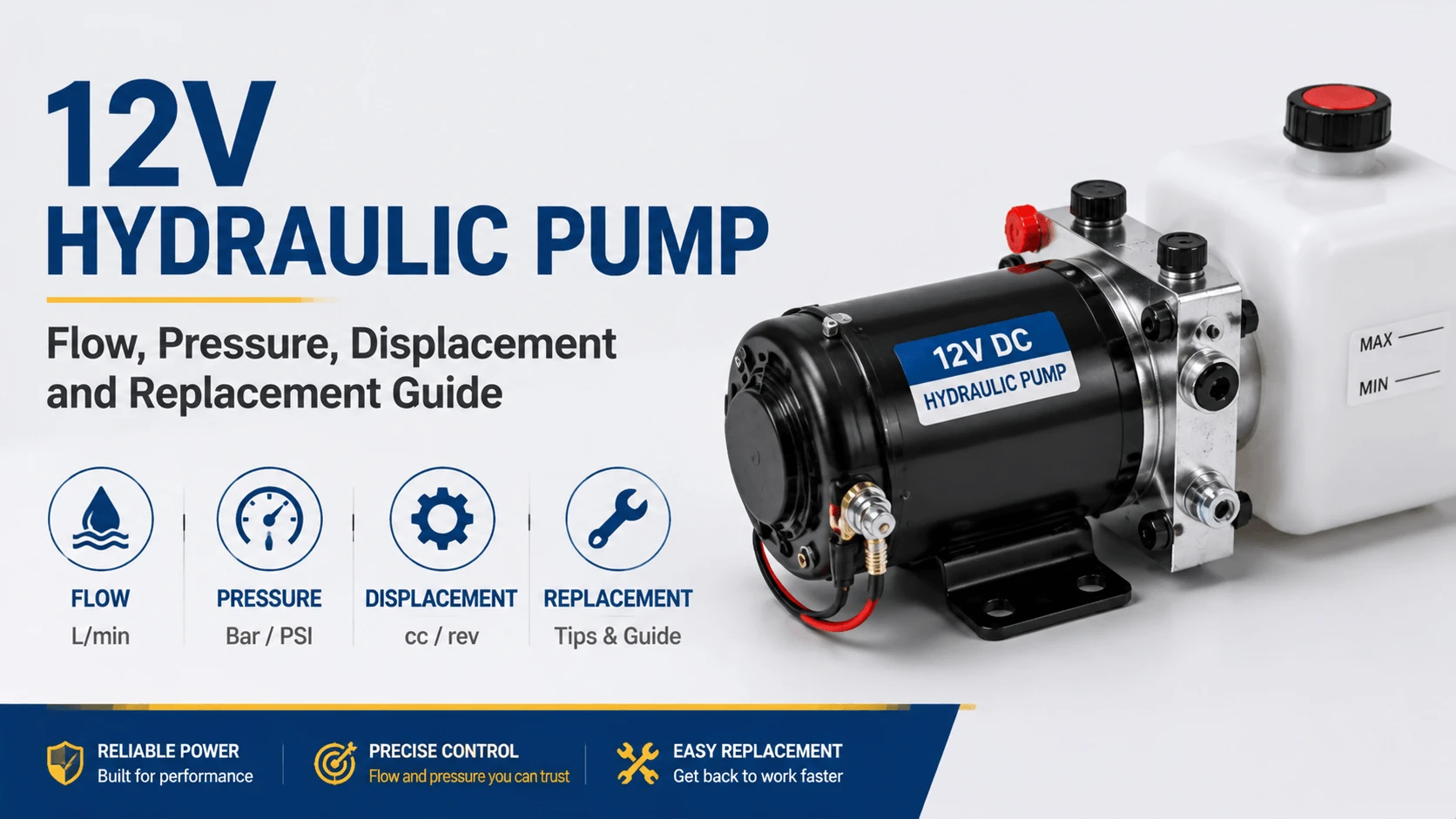 12V Hydraulic Pump- Flow, Pressure, Displacement and Replacement Guide