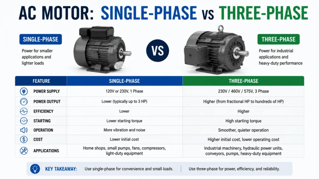 AC Motor- Single-Phase vs Three-Phase