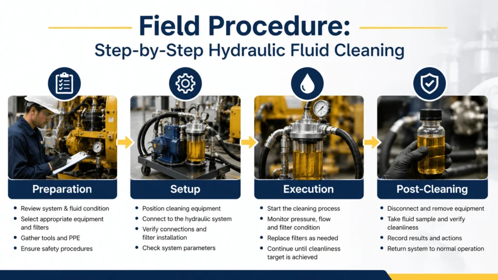 Field Procedure- Step-by-Step Hydraulic Fluid Cleaning