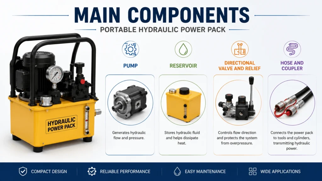 Main Components Portable Hydraulic Power Pack