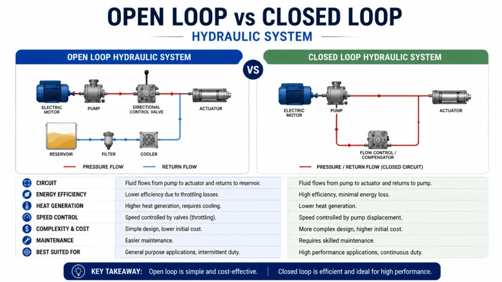 Open Loop vs Closed Loop Hydraulic System